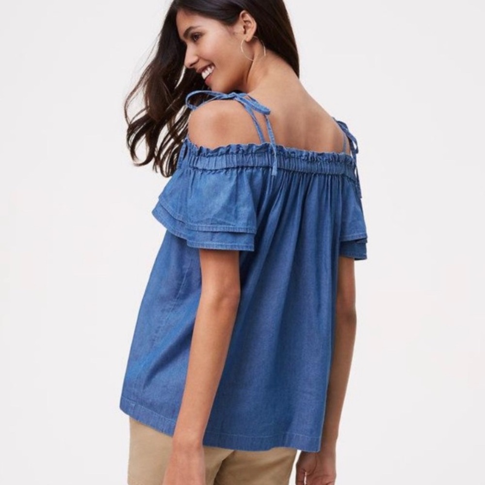 LOFT Denim Top with Ties